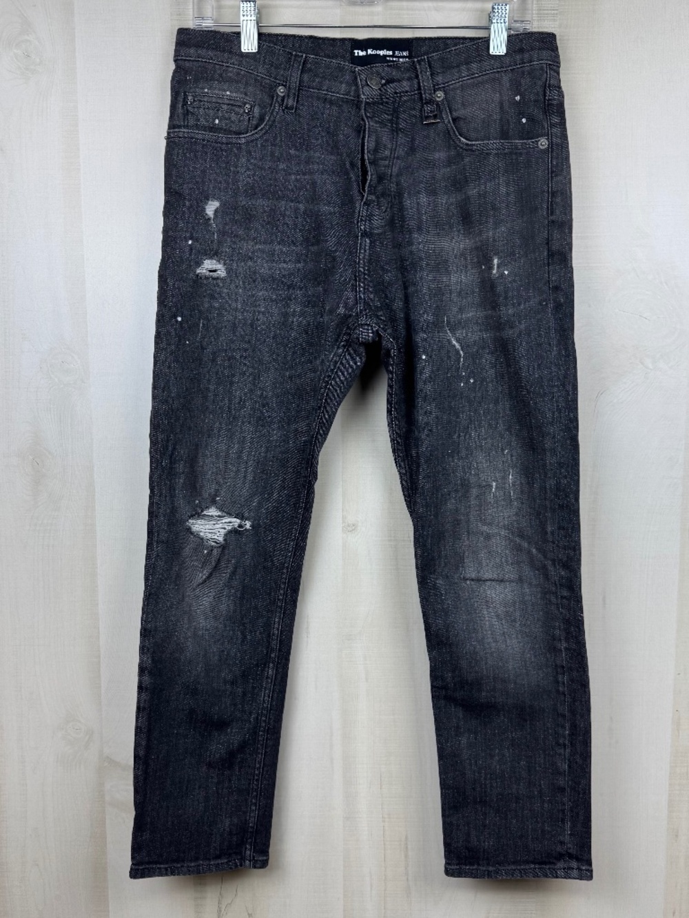 The Kooples Unisex The Short Drop Black Distressed Cropped Jeans Skulls Sz29